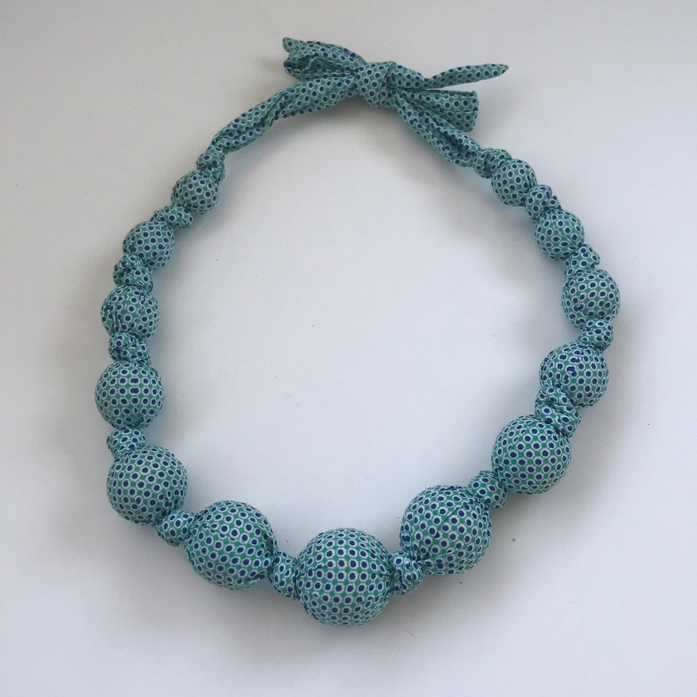 Fabric covered ball bead necklace